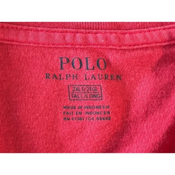 Polo Ralph Lauren Mens 2XLT Long Sleeve T-Shirt Red Blue Pony Tall Cotton Tee - Picture 7 of 10